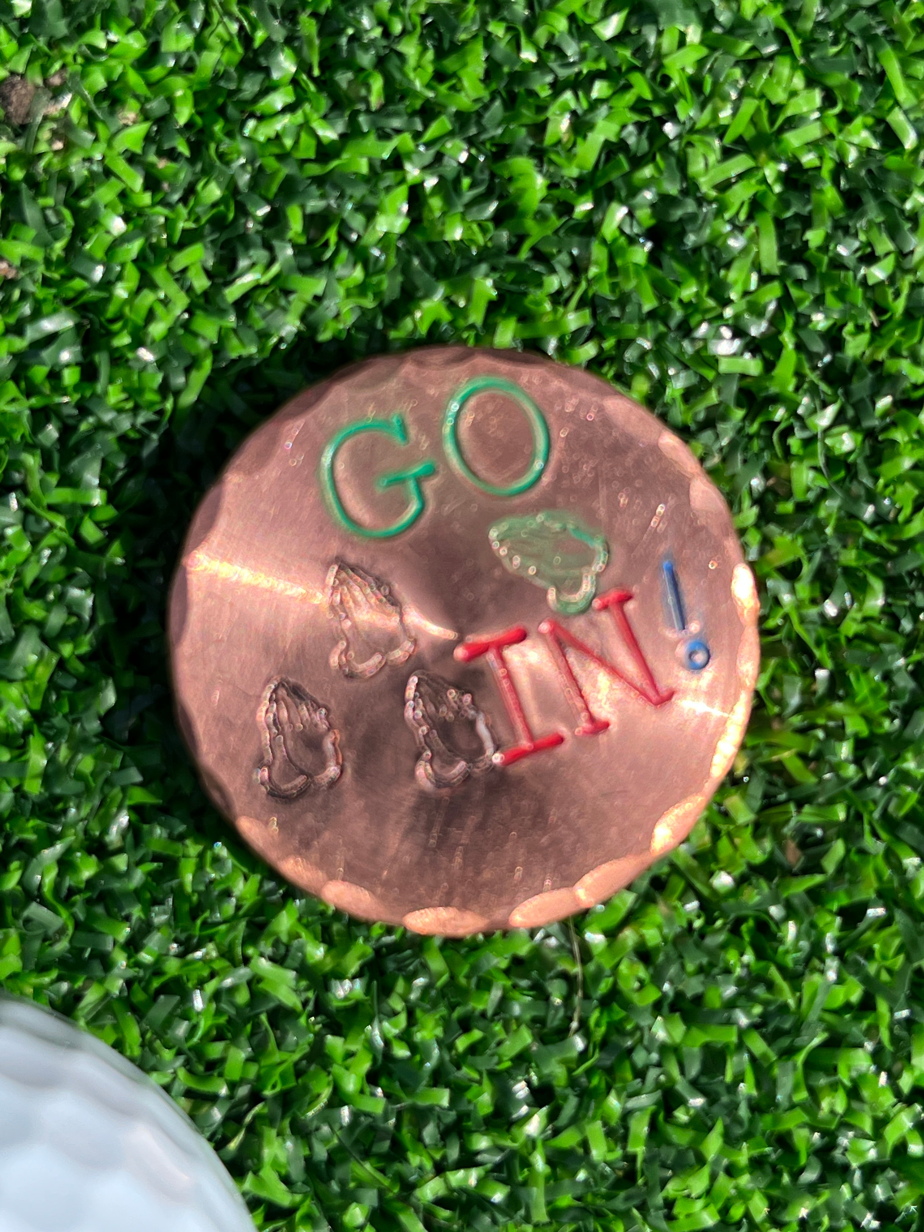 TI craft fair - Stamped Copper ball marker