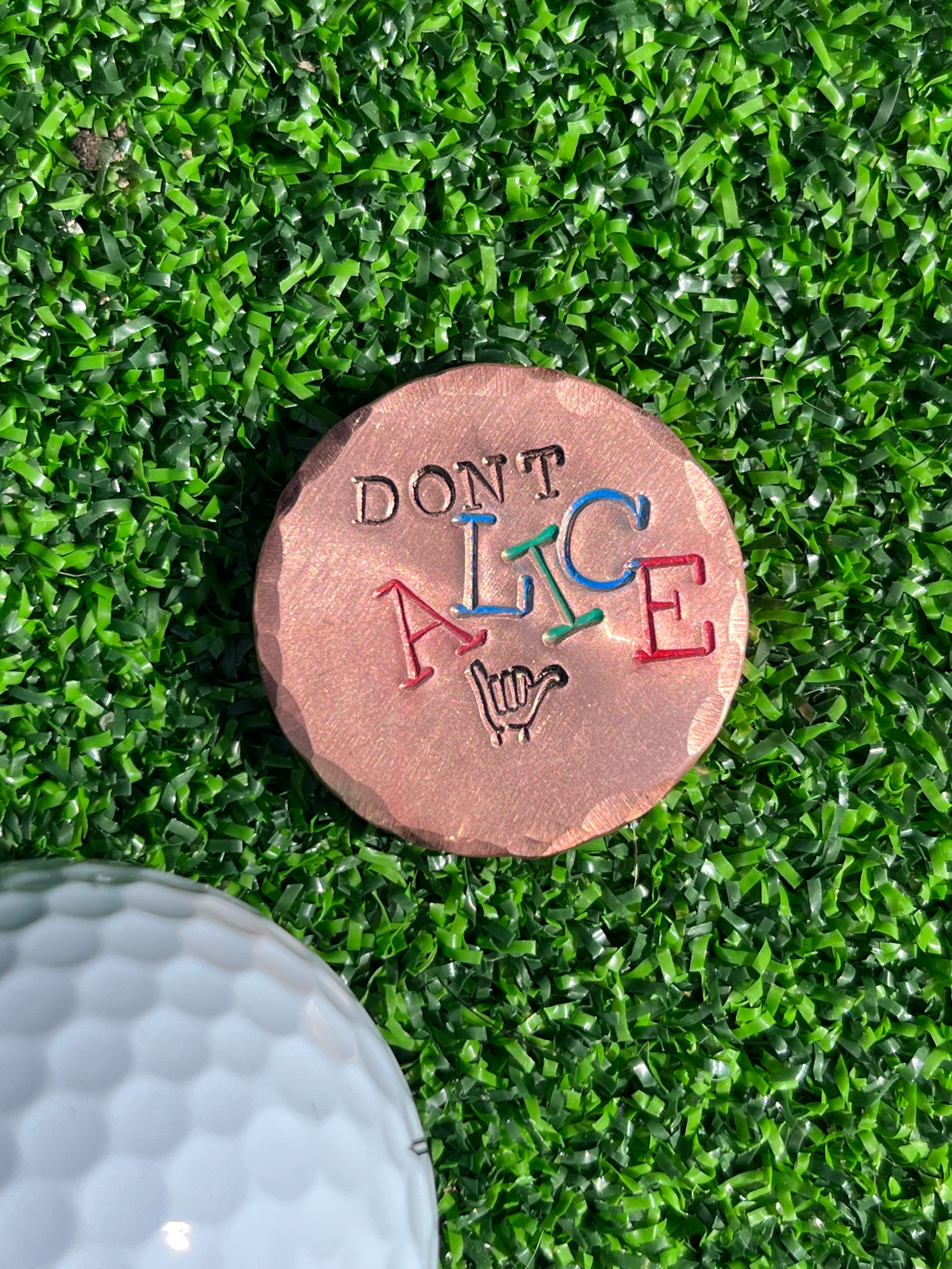TI craft fair - Stamped Copper ball marker