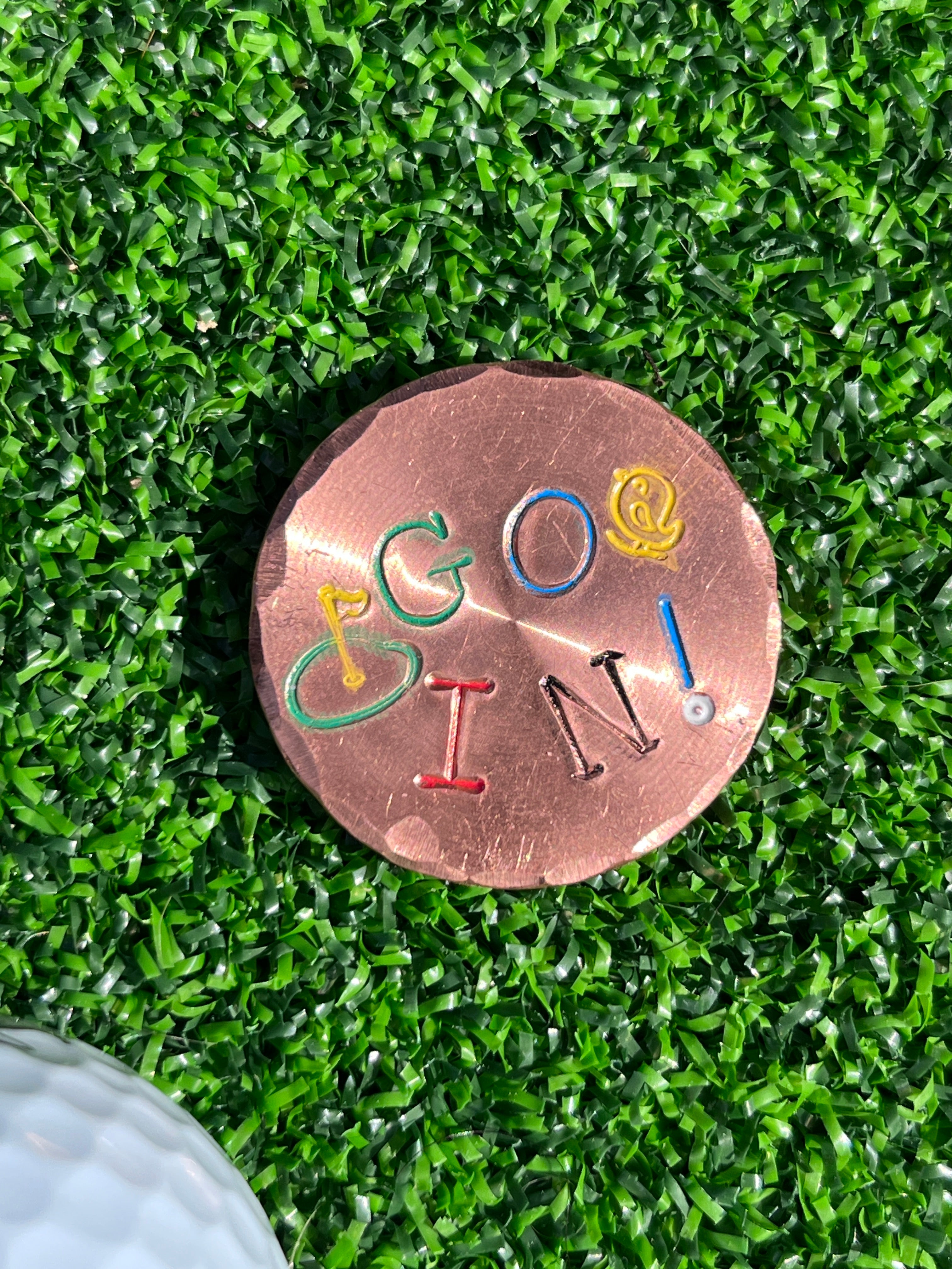 TI craft fair - Stamped Copper ball marker