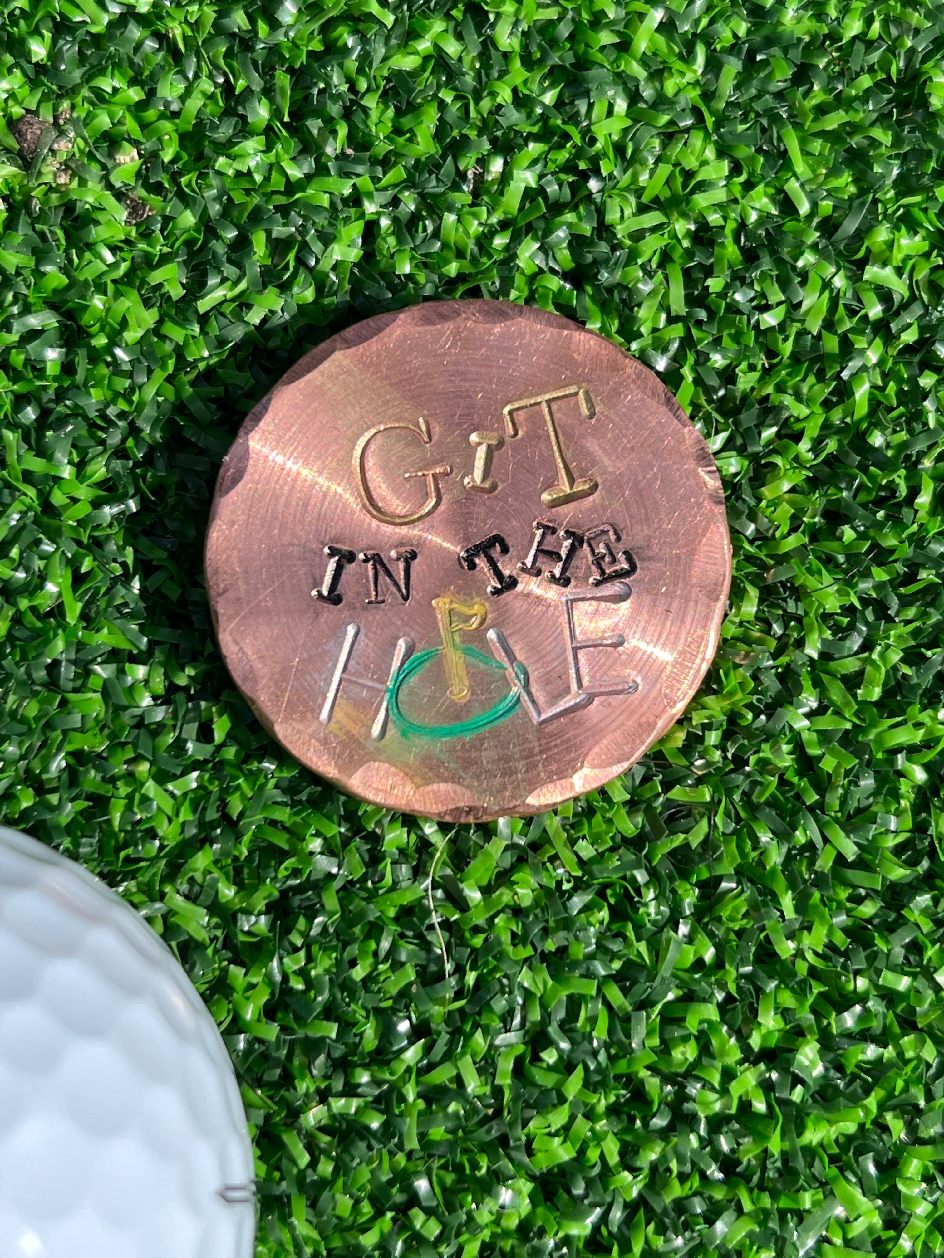 TI craft fair - Stamped Copper ball marker