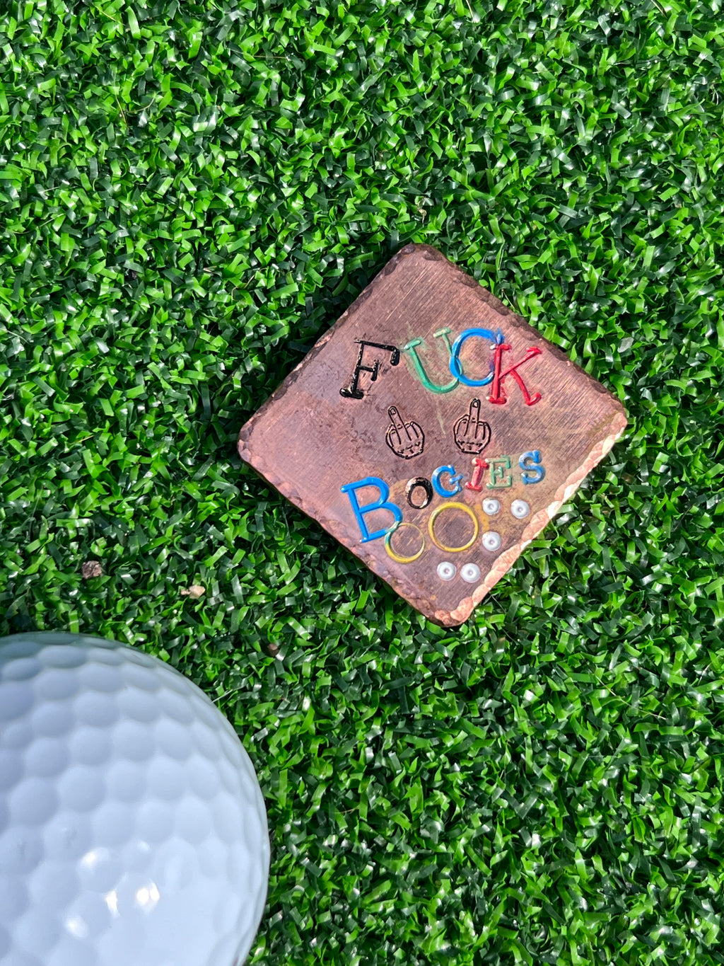 TI craft fair - Stamped Copper ball marker
