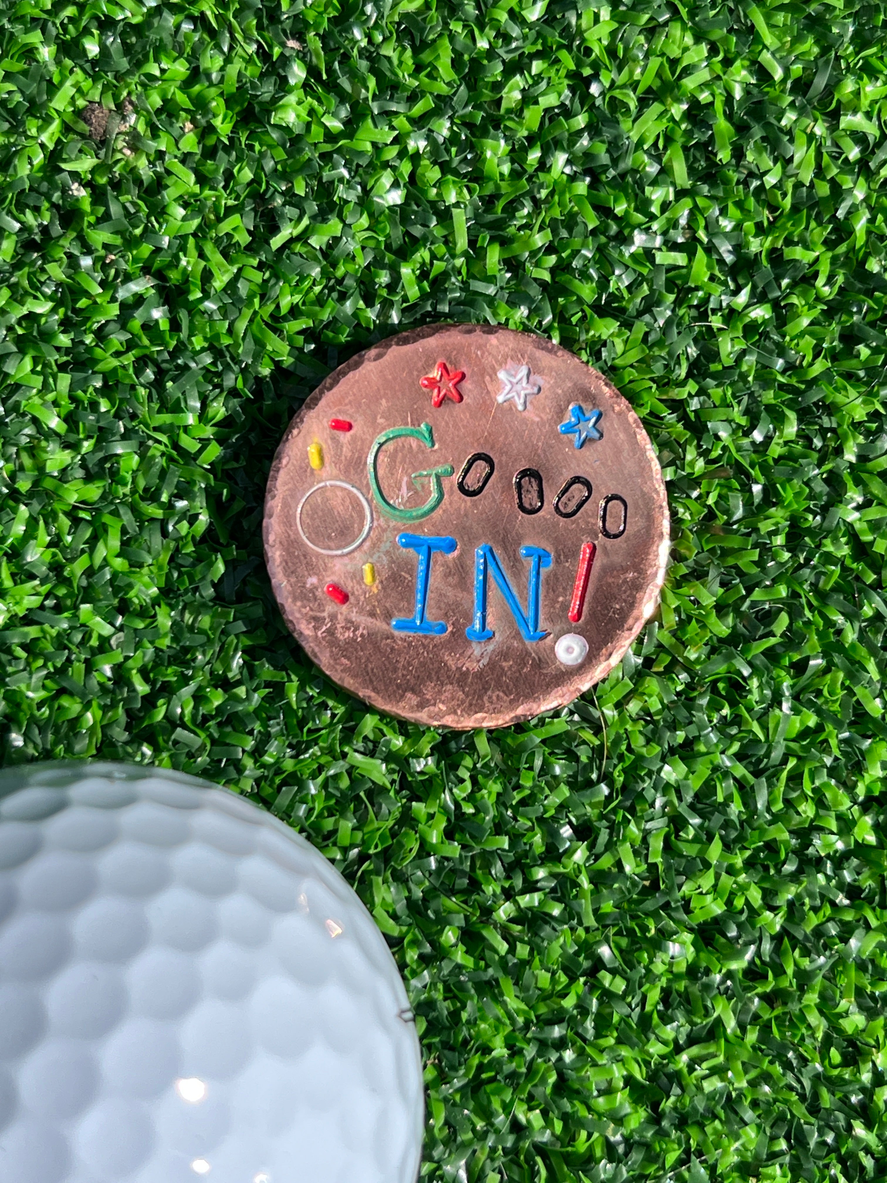 TI craft fair - Stamped Copper ball marker