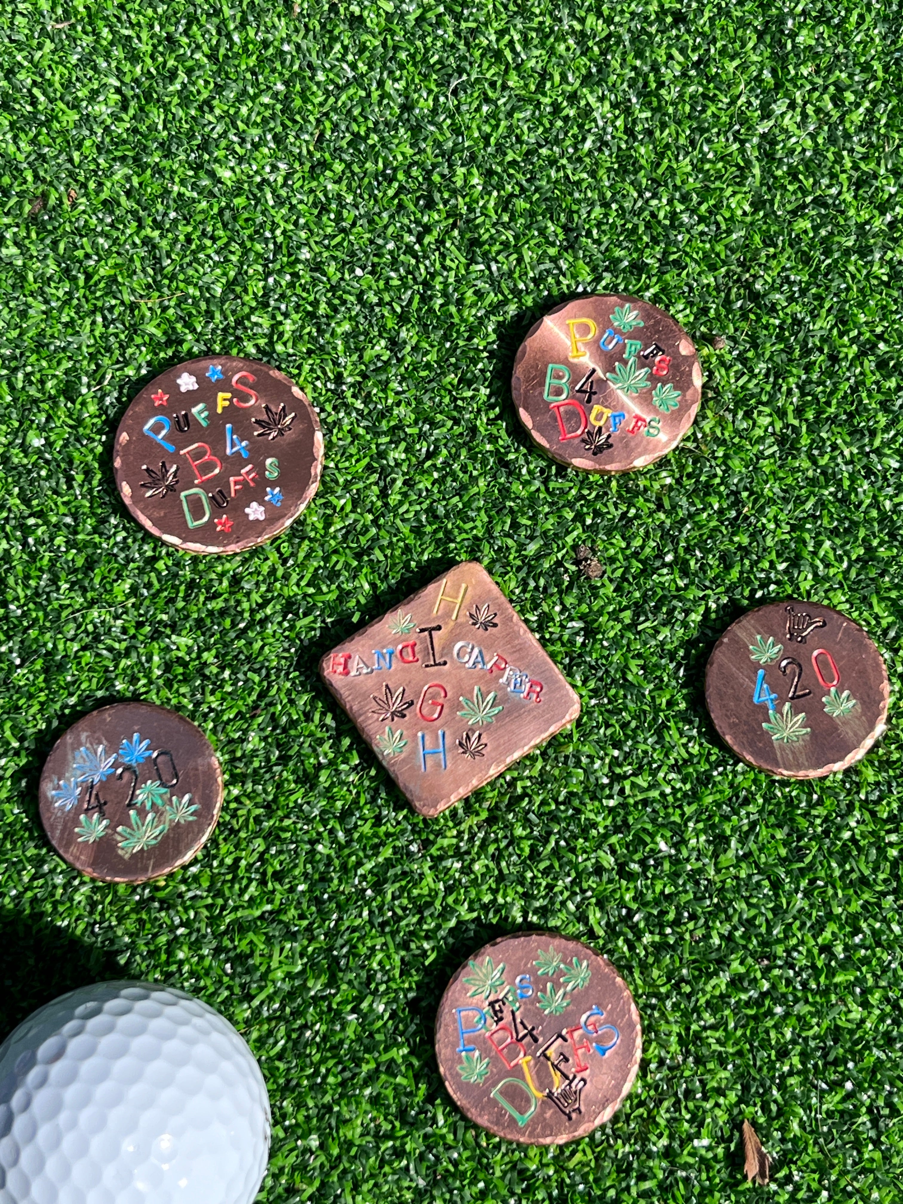 TI craft fair - Stamped Copper ball marker