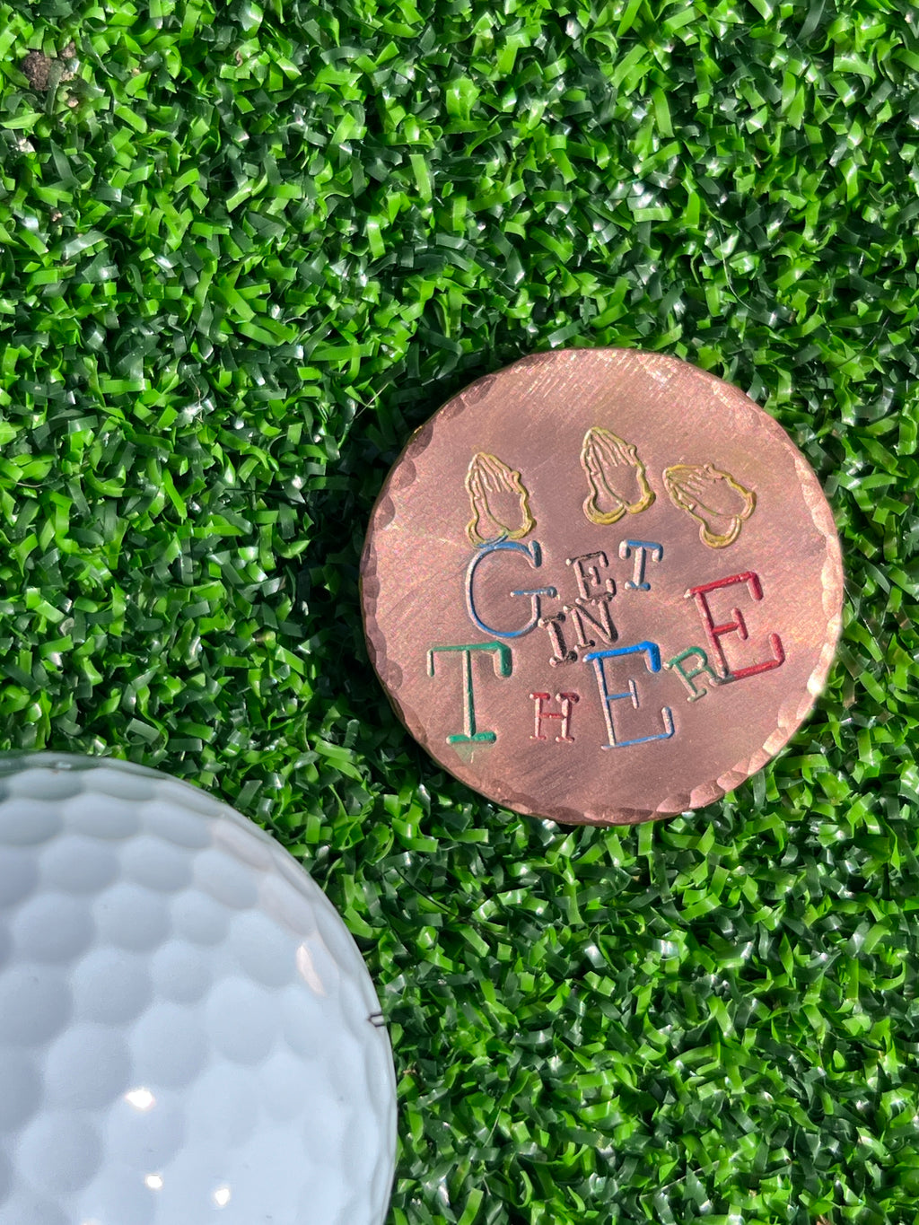 TI craft fair - Stamped Copper ball marker