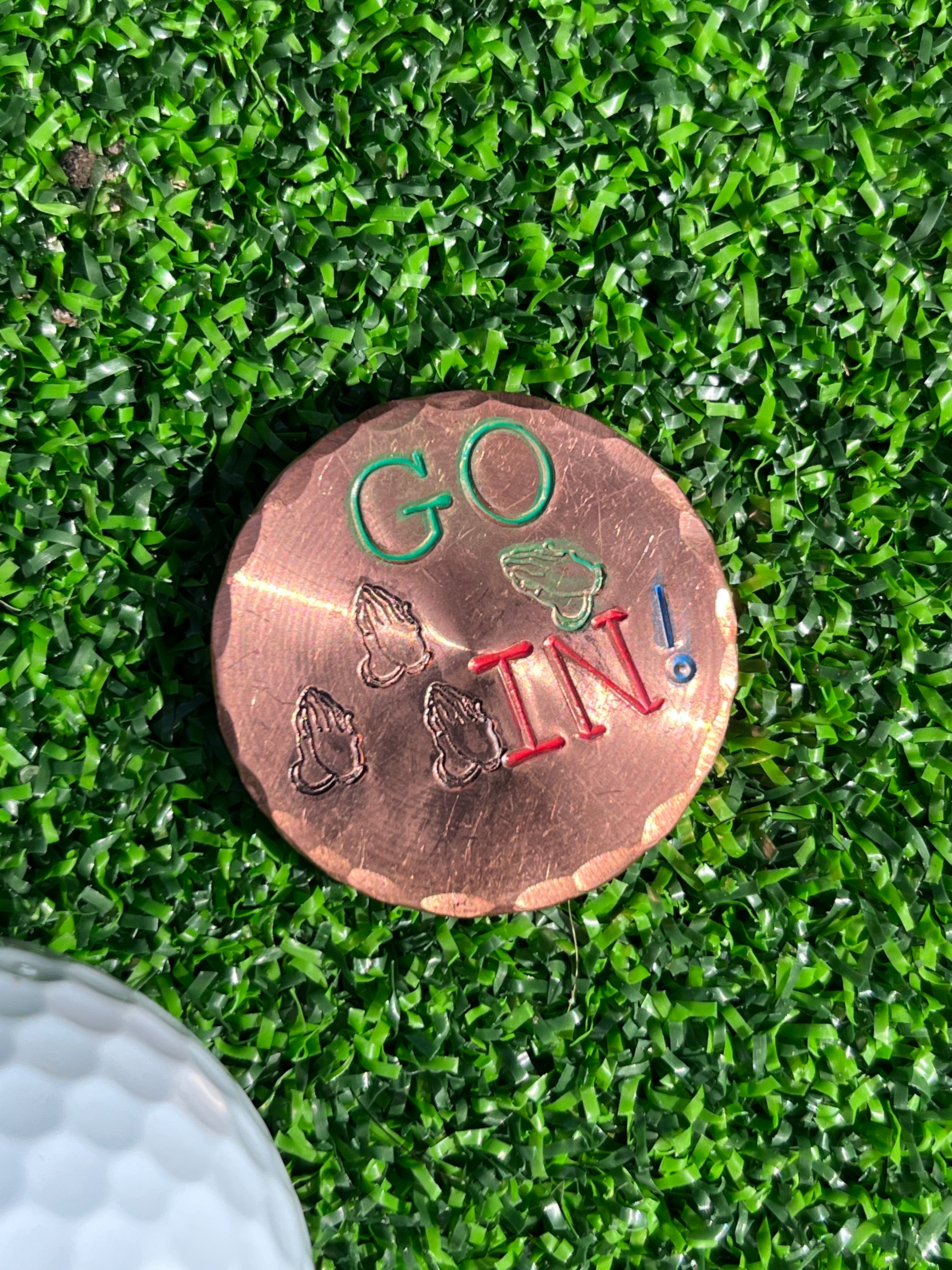 TI craft fair - Stamped Copper ball marker