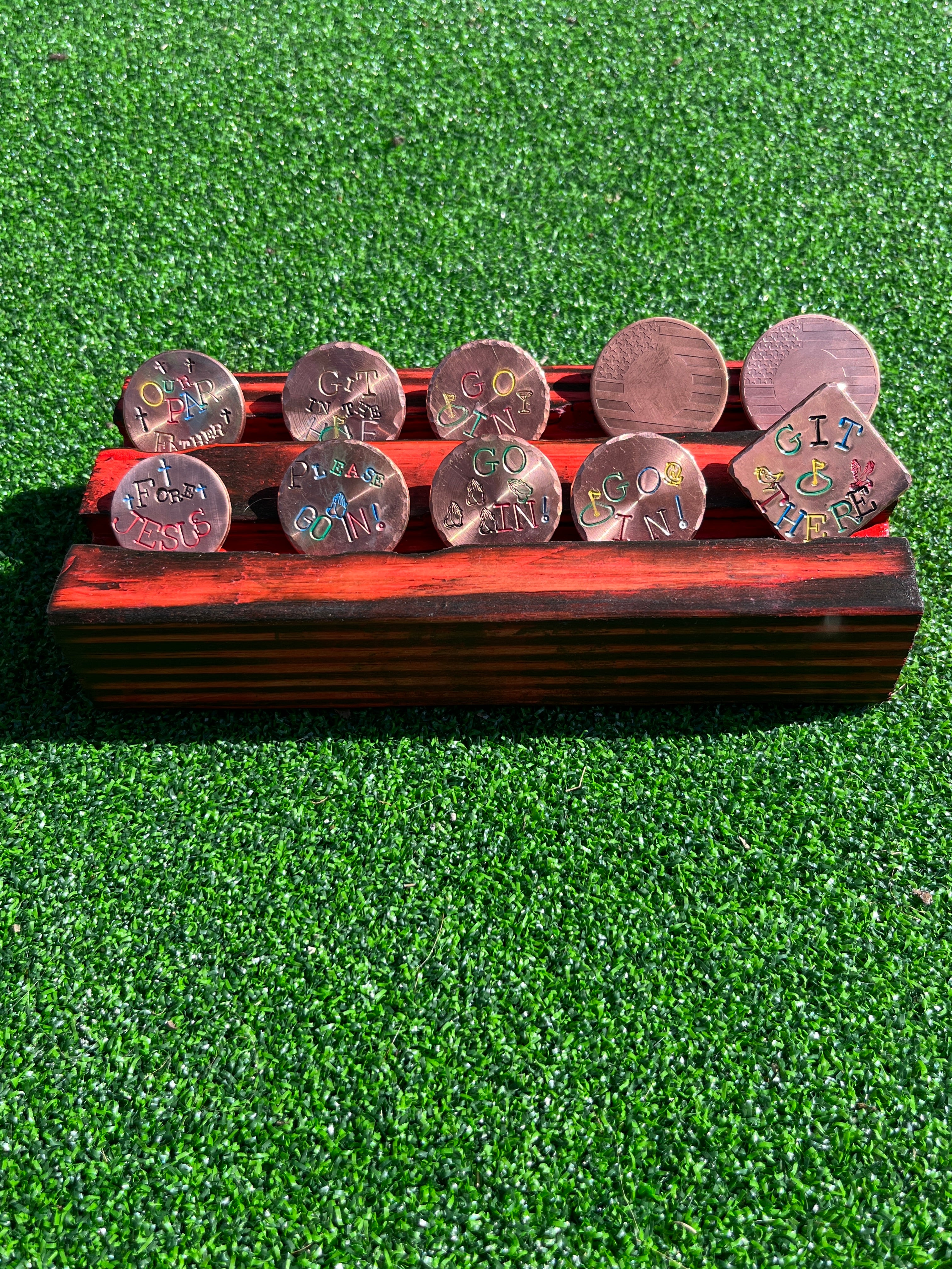 TI craft fair - Stamped Copper ball marker