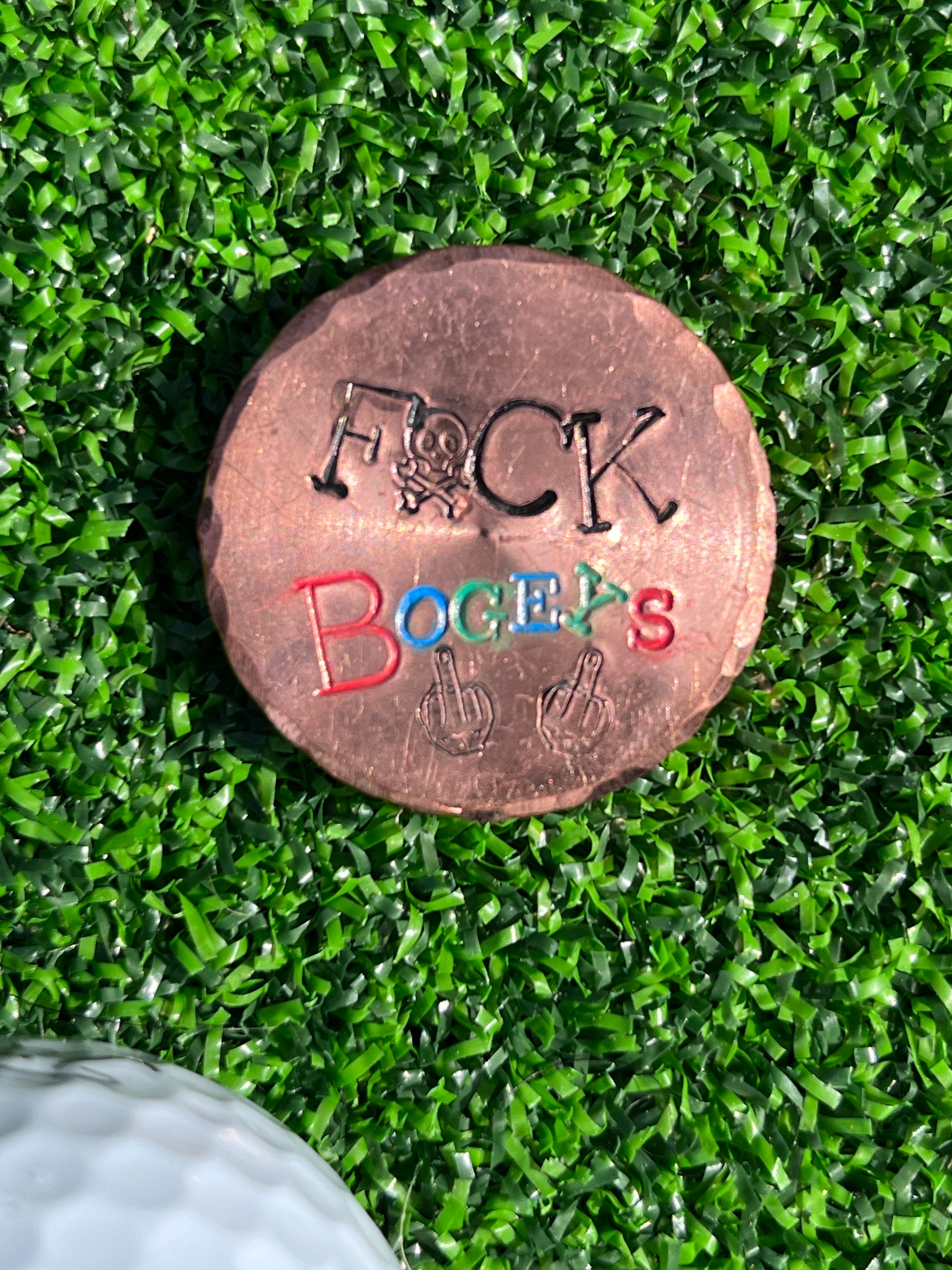 TI craft fair - Stamped Copper ball marker