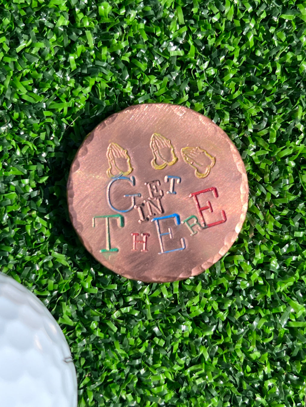 TI craft fair - Stamped Copper ball marker
