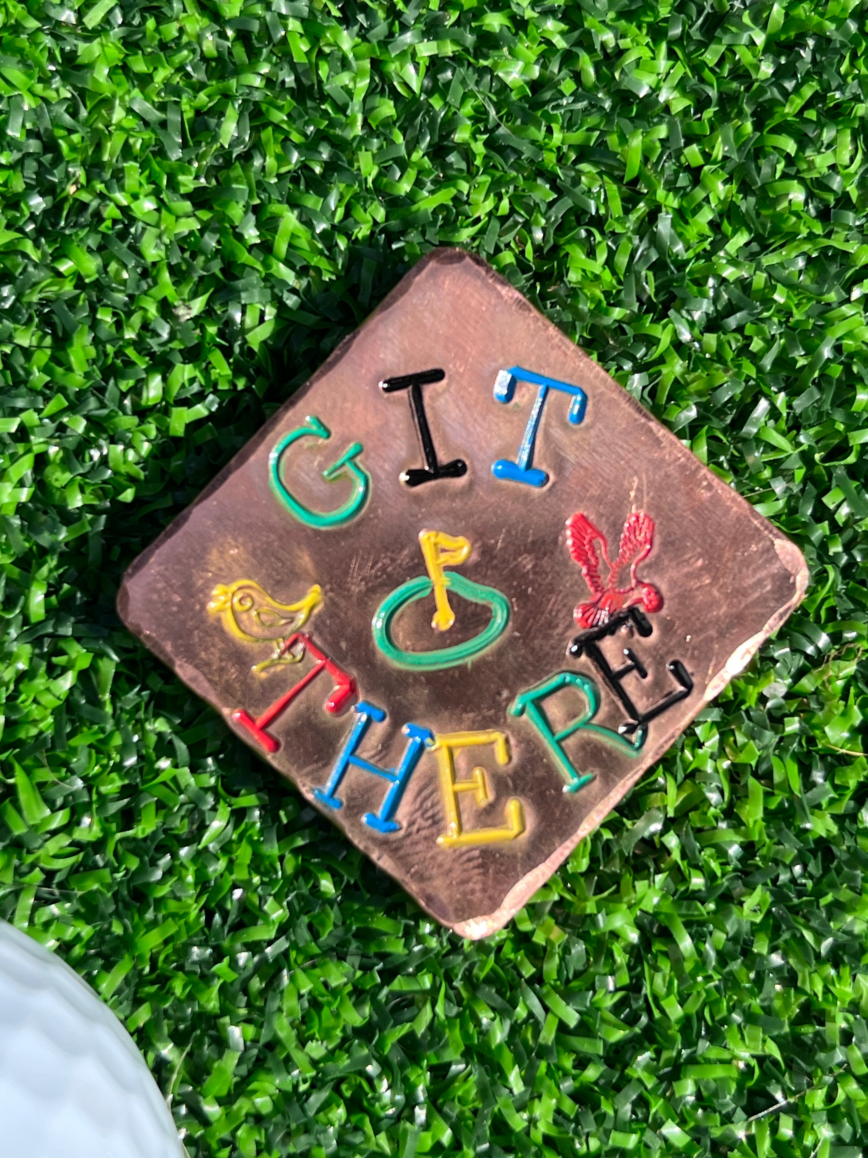 TI craft fair - Stamped Copper ball marker