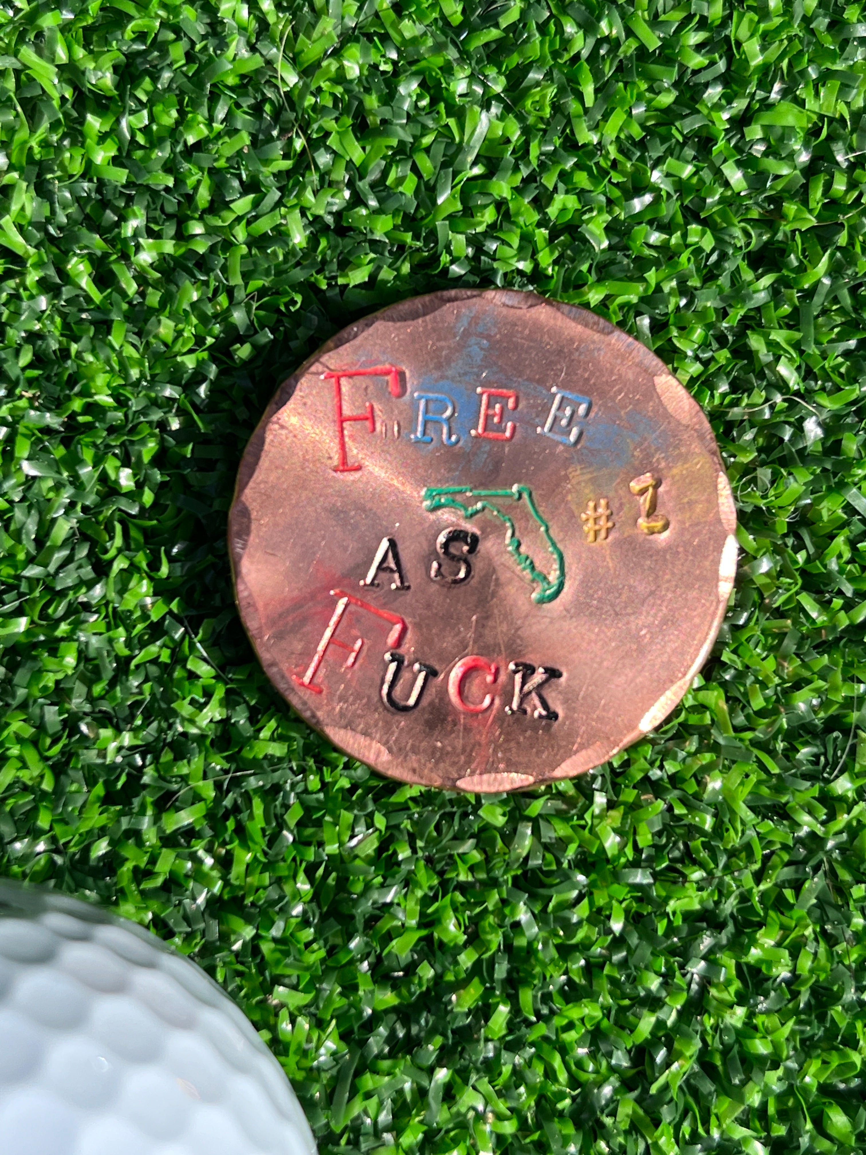 TI craft fair - Stamped Copper ball marker