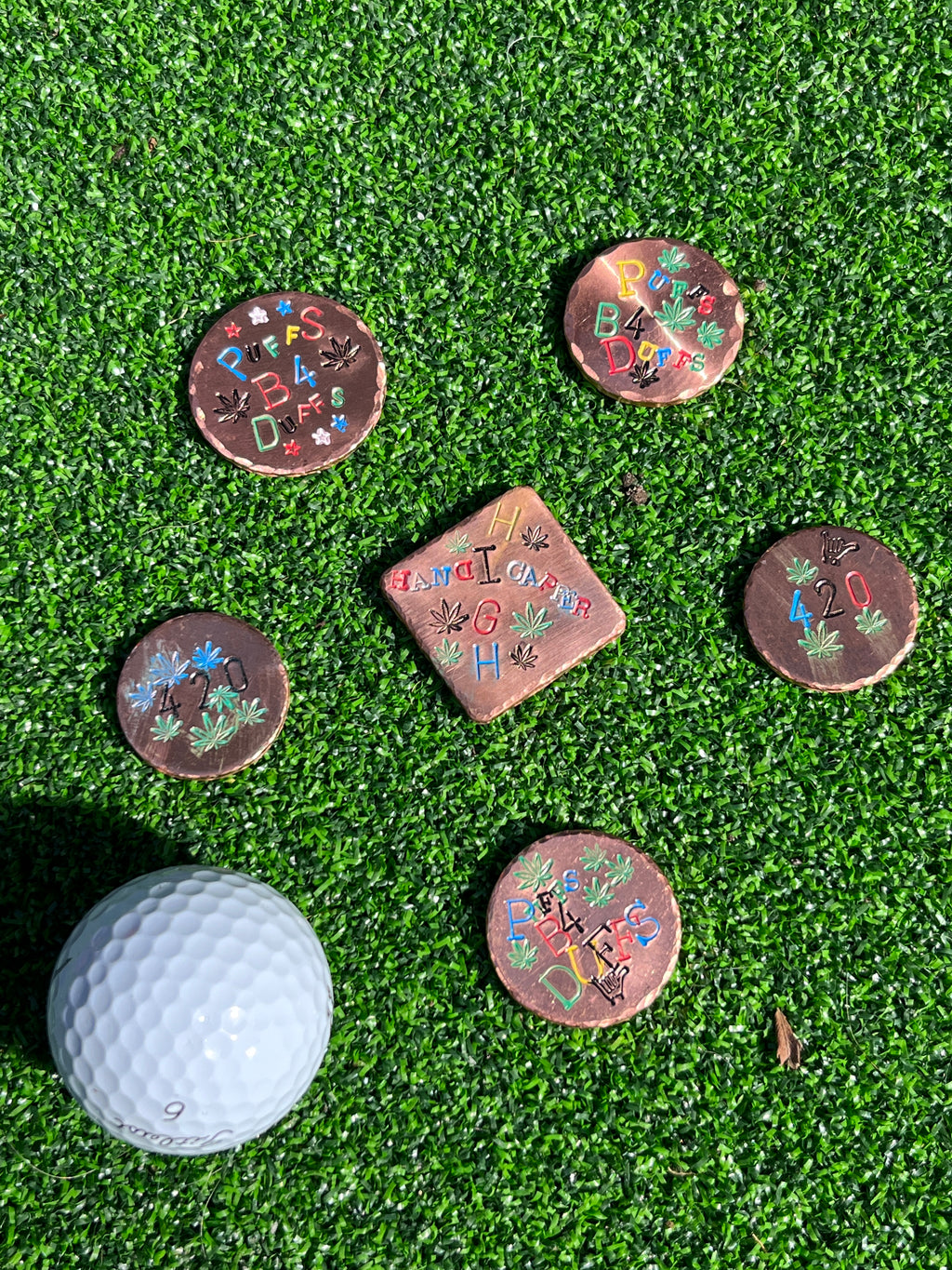 TI craft fair - Stamped Copper ball marker