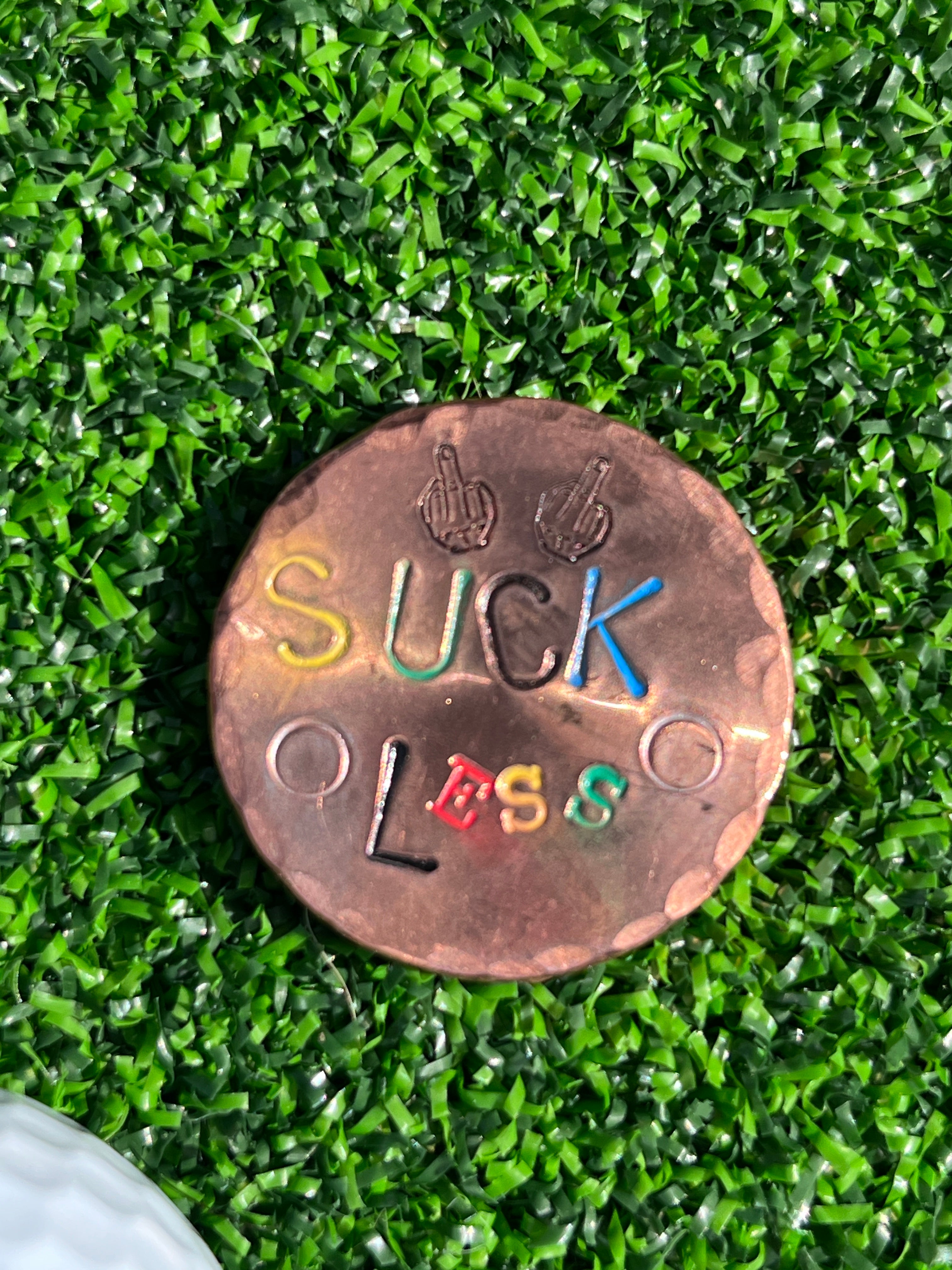 TI craft fair - Stamped Copper ball marker